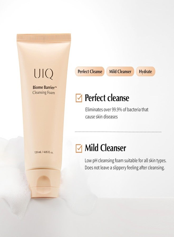 UIQ Biome Barrier Cleansing Foam, Facial Cleanser, Mild Hypoallergenic formula, Face Wash, Blackhead Remover, Moisturizing facial cleanser for All Skin Types 4.05 fl.oz(120ml) - Image 2
